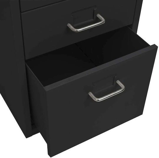 Metallene Büroaufbewahrungsschublade mit Rädern Schwarz 28x41x69cm