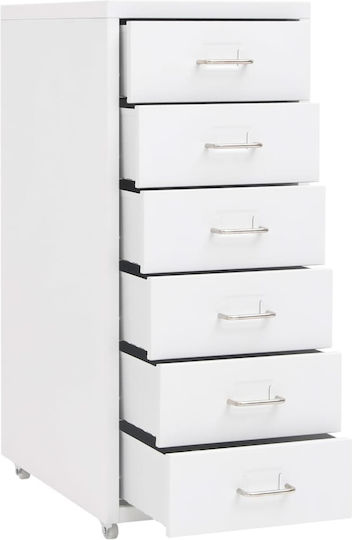 Metallische Büroaufbewahrungsschublade mit Rädern Weiß 28x41x69cm