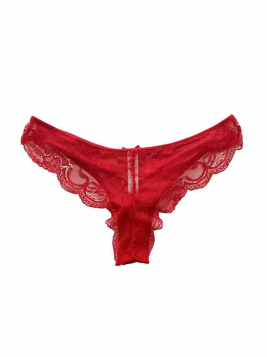 Love and Bra Women's Lace String Brief, Color Red