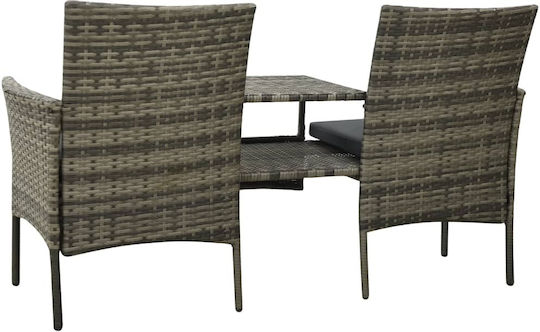 Garden & Outdoor Furniture Set Living Room 3 Pieces Gray with Pillows
