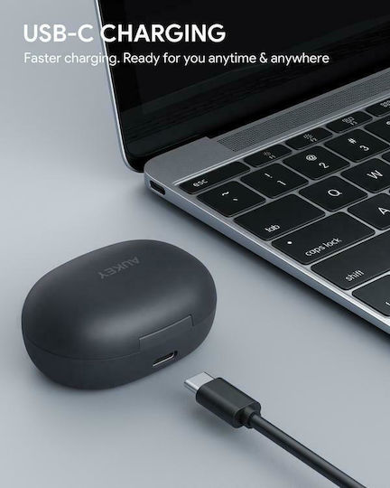 Aukey EP-N7 In-ear Bluetooth Handsfree Ακουστικά με Αντοχή στον Ιδρώτα και Θήκη Φόρτισης Μαύρα