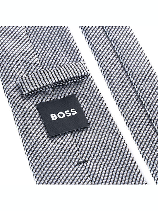 Boss Silk Men's Tie Printed Silver