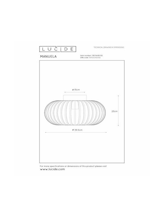 Lucide Lightning Manuela Ceiling Mount Light 40cm Black with Socket E27