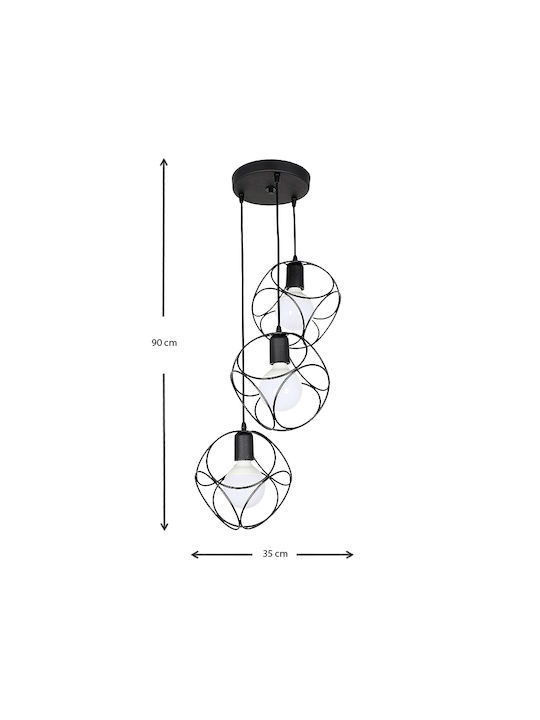 Megapap Lusita Pendant Light Black with Socket E27 35x35x90cm