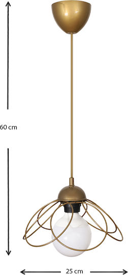 Megapap Zufash Κρεμαστό Φωτιστικό Χρυσό με Ντουί E27 25x25x60εκ.