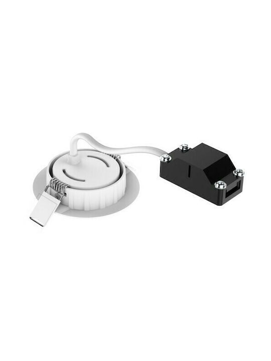 Elvhx Rund Metallisch Einbau Spot mit integriertem LED und Warmweißes Licht 5W Weiß 8x8cm. 1Stück