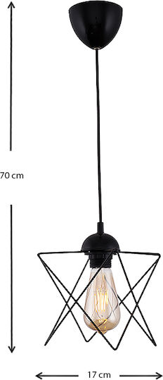 Megapap Faven Pendant Light Black with Socket E27 17x17x70cm