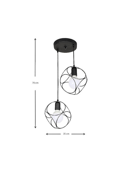 Megapap Lusita Pendant Light Black with Socket E27 35x35x70cm
