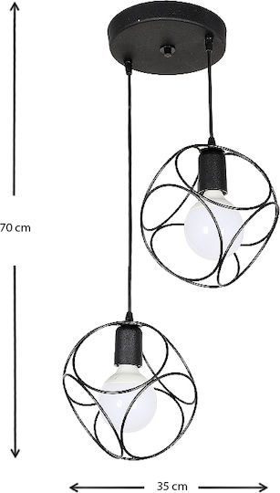Megapap Lusita Pendant Light Black with Socket E27 35x35x70cm
