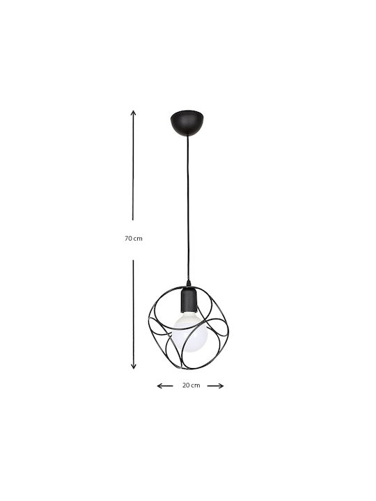 Megapap Lusita Pendant Light Black with Socket E27 20x20x70cm