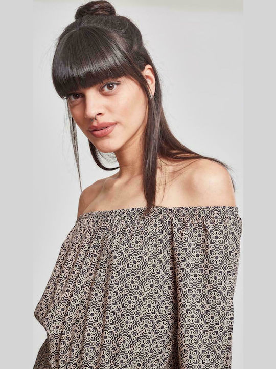 Γυναικείο Off-Shoulder Ολόσωμο Σορτς Black