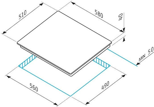 Pyramis 58HL 536 Κεραμική Εστία Αυτόνομη με Λειτουργία Κλειδώματος 58x51εκ. Λευκή
