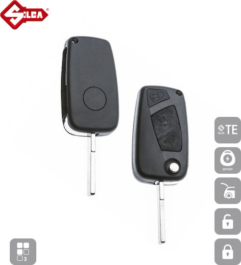 Silca Foldable Car Key Shell with Blade with 3 Buttons for Fiat Empty