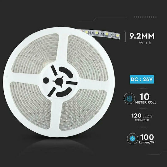 V-TAC Αδιάβροχη Ταινία LED 24V Φυσικό Λευκό Φως 10m Τύπου SMD2835
