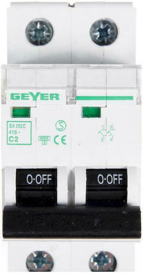 Geyer Αυτόματη Ασφάλεια 2A Διπολική AC EA202C