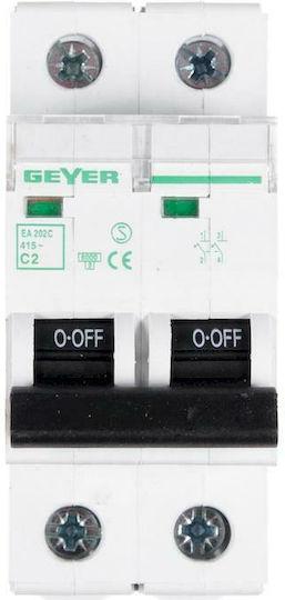 Geyer Αυτόματη Ασφάλεια 2A Διπολική AC EA202C