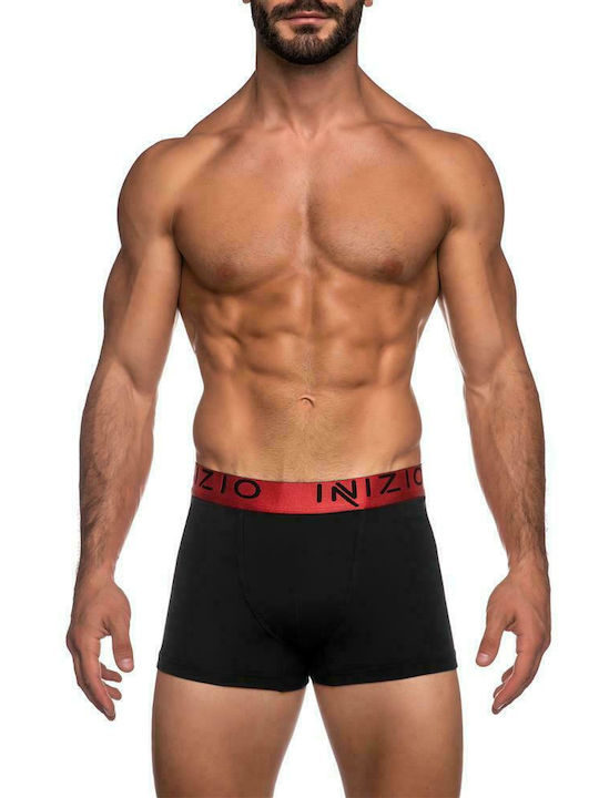 Inizio Herren Boxershorts Total Black / Bordeaux 2Packung