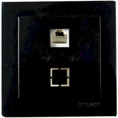 Geyer Nilson Single Network Socket RJ45 Cat5 Black 24221044