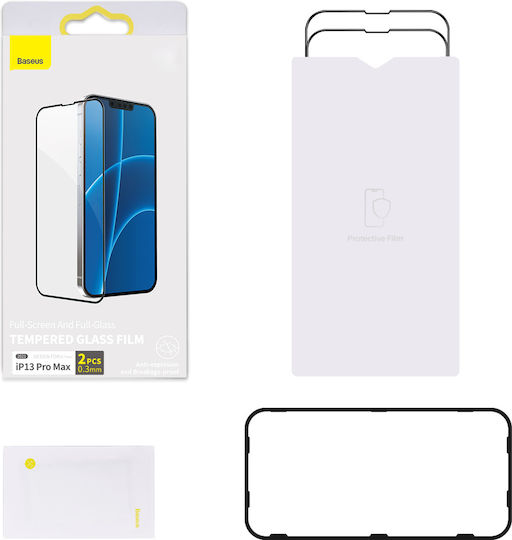 Baseus Full Face Tempered Glass 0.3mm Full Face Tempered Glass 2pcs Black (iPhone 14 Plus / 13 Pro Max)