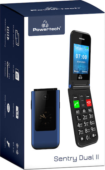 Powertech Sentry Dual II Single SIM Κινητό με Μεγάλα Κουμπιά Μπλε