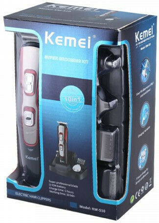Kemei Set Rechargeable Hair Clipper Red KM-510