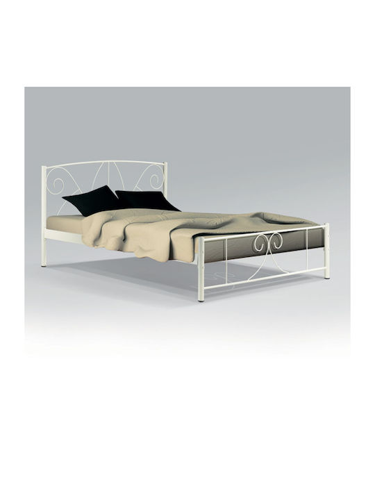 Κρεβάτι Διπλό Μεταλλικό Μπεζ για Στρώμα 140x200cm