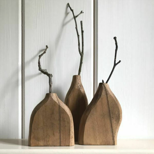 Synchronia Wooden Brown Vase 9.5x2.5xH9.5cm