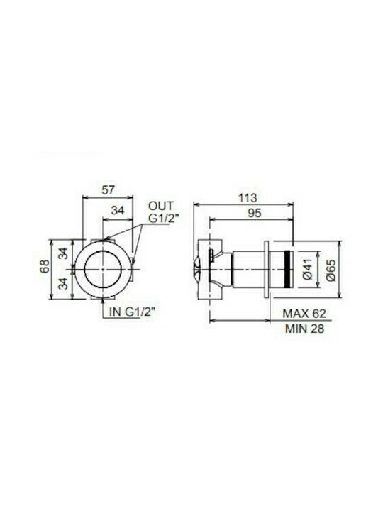 La Torre New Tech Built-In Mixer for Shower with 2 Exits Inox Silver