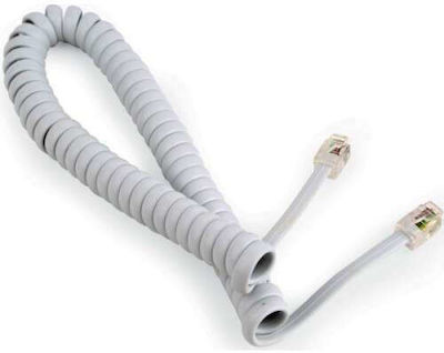 Spiral Telephone Cable RJ11 6P4C 1.5m White (FTT16-311)