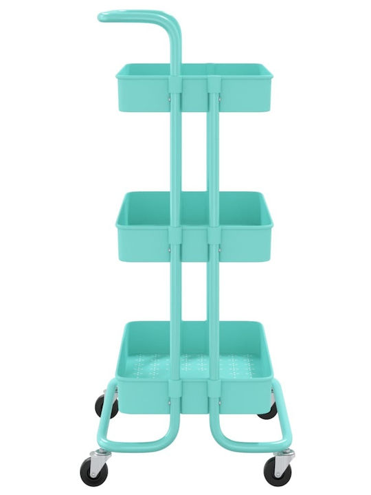 vidaXL Kitchen Trolley Metallic 3 Tiers Blue 42x25x83.5cm