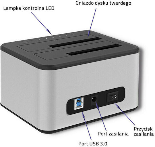 Qoltec 5316 Docking Station for 2 Hard Drives SATA 2.5" / 3.5" with Connection USB 3.0 (50316)