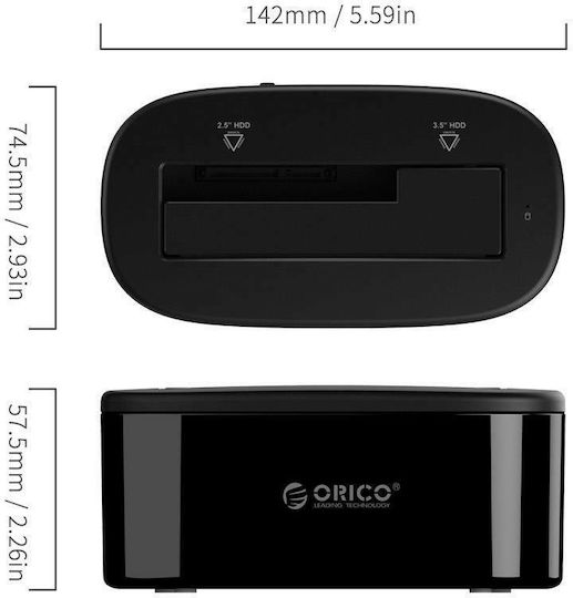 Orico 6218US3-BK Hard Drive Docking Station SATA 2.5" / 3.5" with Connection USB 3.0 (6218US3-BK)