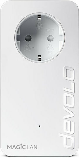 Devolo Magic 2 LAN 1-1 Powerline für kabelgebundene Verbindung mit Durchgangssteckdose Steckdose und Anschluss Gigabit Ethernet