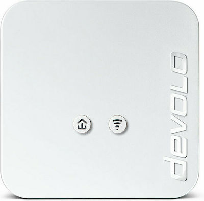 Devolo dLAN 550 WiFi Powerline für kabellose Verbindung Wi‑Fi 4 mit Durchgangssteckdose Steckdose und 2 Anschlüsse Ethernet