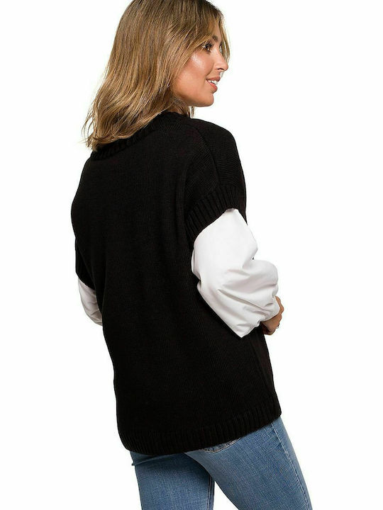 BE Knit Women's Sweater with V Neckline Black