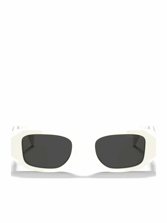 Prada Women's Sunglasses with White Plastic Frame and Black Lens PR17WS 1425S0