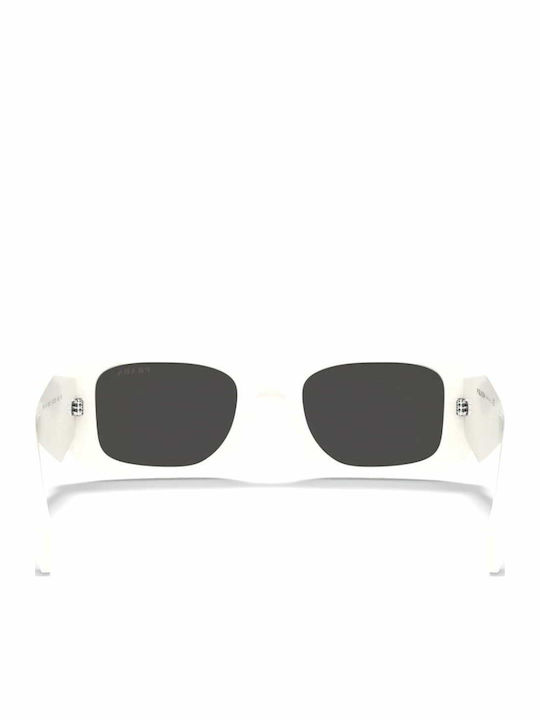 Prada Women's Sunglasses with White Plastic Frame and Black Lens PR17WS 1425S0