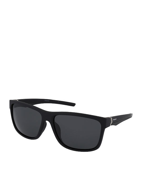 Polaroid Men's Sunglasses with Black Horn-Rimmed Frame and Grey Polarized Lens PLD7014/S 807/M9
