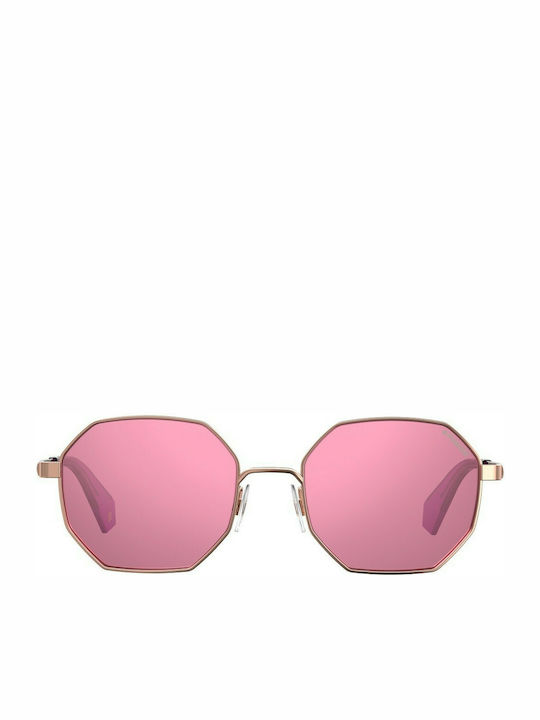 Polaroid Women's Sunglasses with Rose Gold Metal Frame and Pink Polarized Lens PLD6067/S YEP/A2