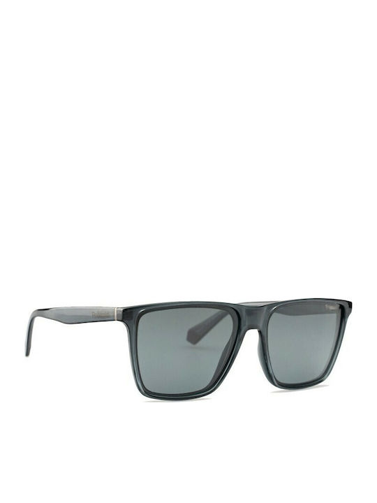 Polaroid Unisex Sunglasses With Grey Horn-Rimmed Frame And Grey Polarized Lens PLD6141/S KB7/M9