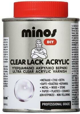 Minos Spray Clear Lack Acrylic Βερνίκι Επιφάνειας Άχρωμο Γυαλιστερό 180ml