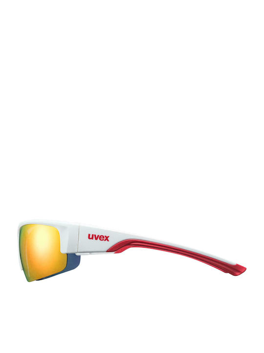 Uvex Sportstyle 215 White/Mat Red Sonnenbrillen mit Weiß Rahmen und Rot Linse S5306178316