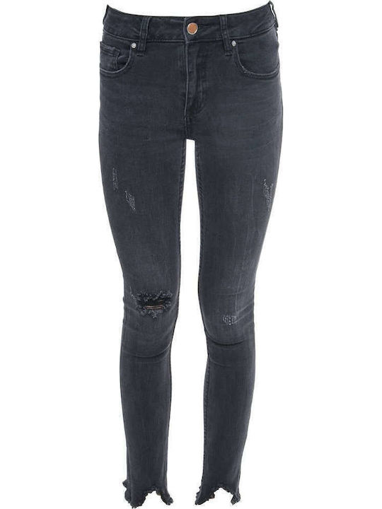 Damenjeans Mittelhohe Taille in Schlanker Passform Schwarz