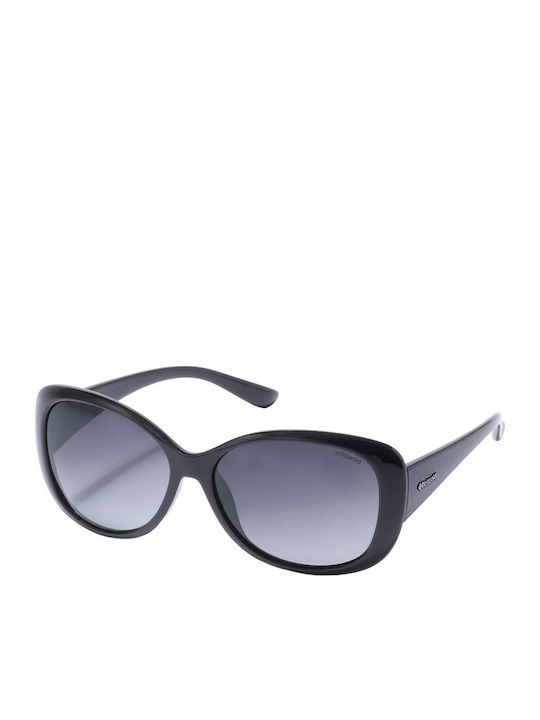 Polaroid Damen Sonnenbrille mit Schwarz Kunststoff Gestell und Schwarz Verlaufsfarbe Polarisiert Linse P8317 KIH/IX
