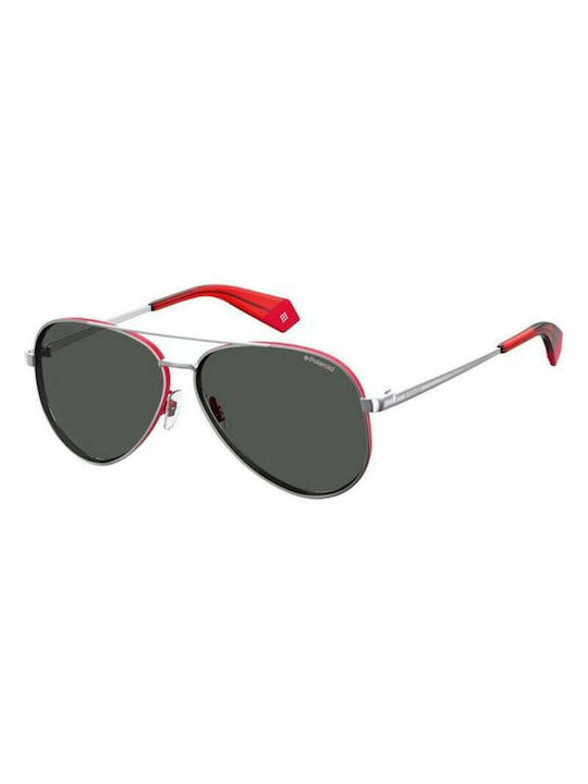 Polaroid Men's Sunglasses with Red Metal Frame and Black Polarized Lenses PLD 6069/S/X J2B/61M9