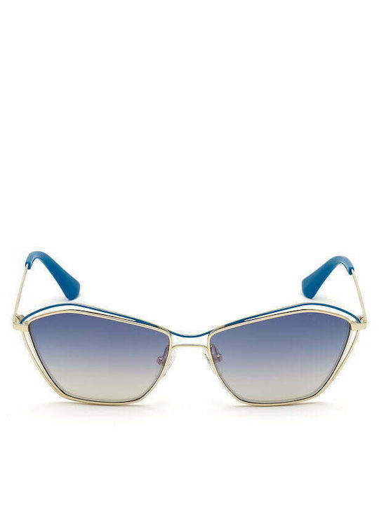 Guess Women's Sunglasses with Gold Metal Frame and Blue Gradient Lens GU7639 32W