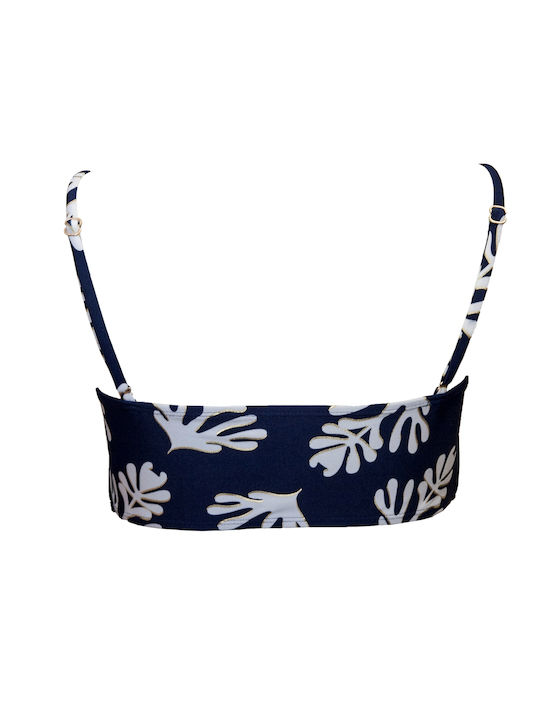 Pretty Me Padded Sports Bra Bikini Top Elpis with Adjustable Straps Navy Blue Floral