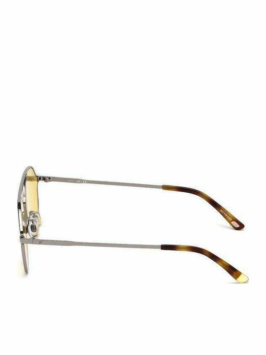 Web Unisex Sunglasses with Silver Metal Frame and Yellow Lens