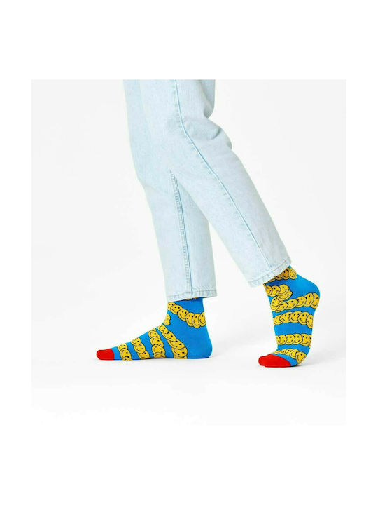 Happy Socks Zen Smiley Unisex Κάλτσες με Σχέδια Τιρκουάζ