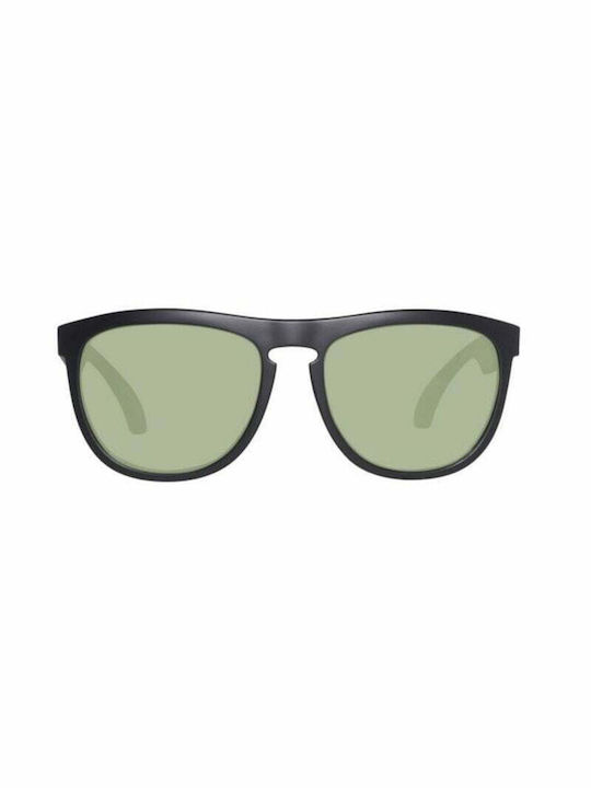 Benetton Men's Sunglasses with Black Acetate Frame and Green Mirrored Lenses